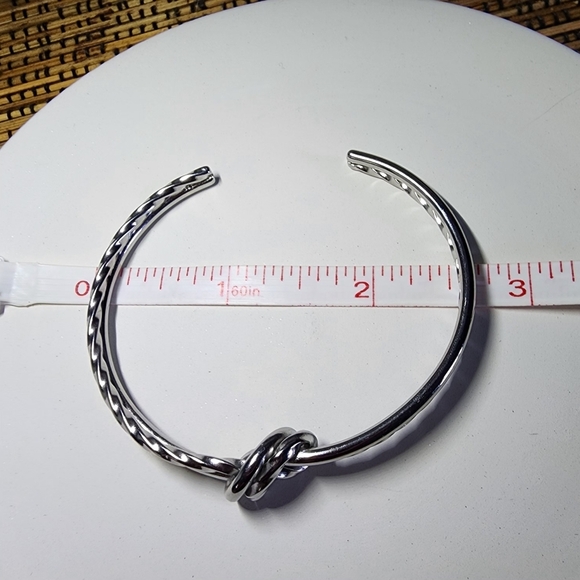 Silver Stainless Steel Knot Open Cuff Bangle Bracelet - Picture 6 of 6